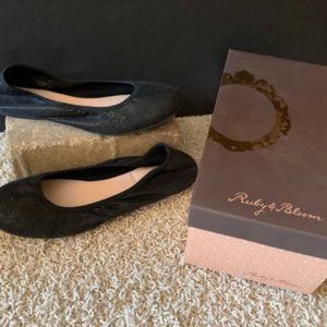 Girls Youth Ruby & Bloom 4M Black Shimmer Josie Ballet Slipper Shoes